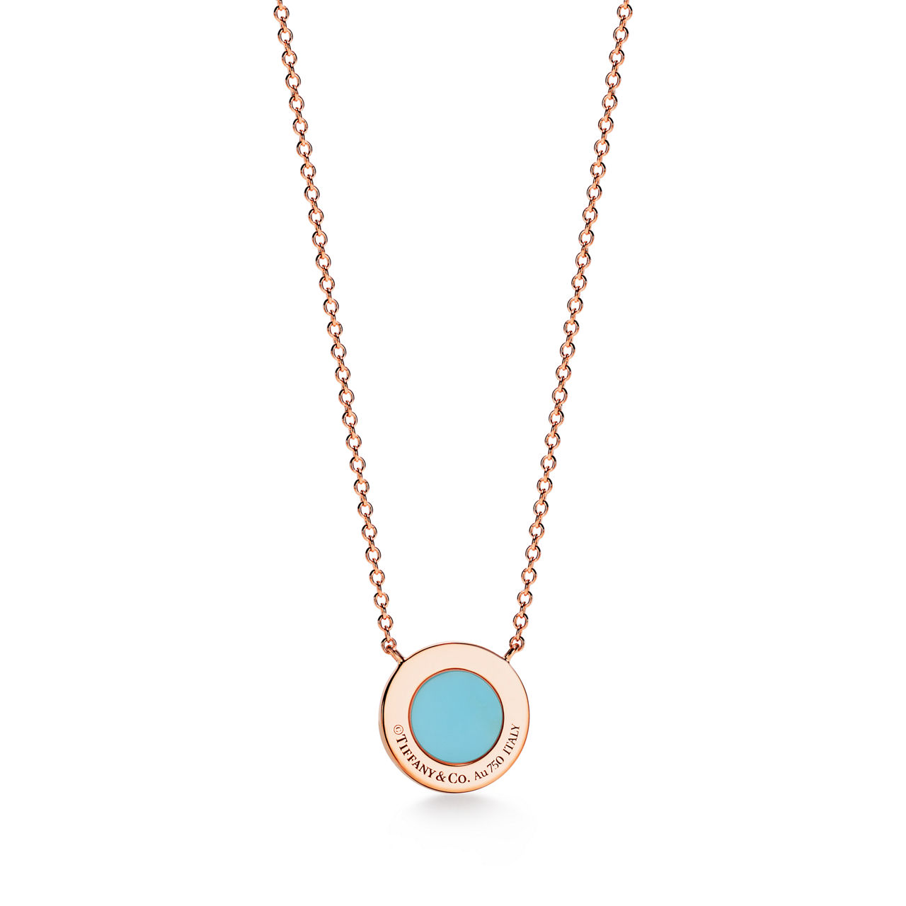 Tiffany T:Diamond and Turquoise Circle Pendant in Rose Gold image number 2