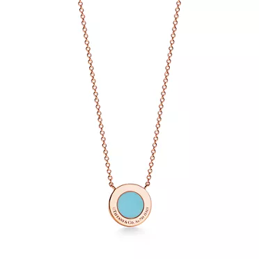 Tiffany T:Diamond and Turquoise Circle Pendant in Rose Gold, 2