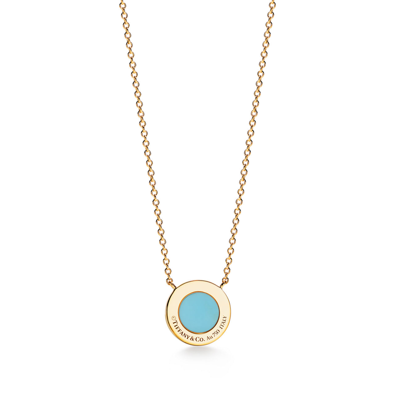 Tiffany T:Diamond and Turquoise Circle Pendant in Yellow Gold image number 2