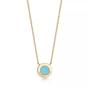Tiffany T:Diamond and Turquoise Circle Pendant in Yellow Gold, 2