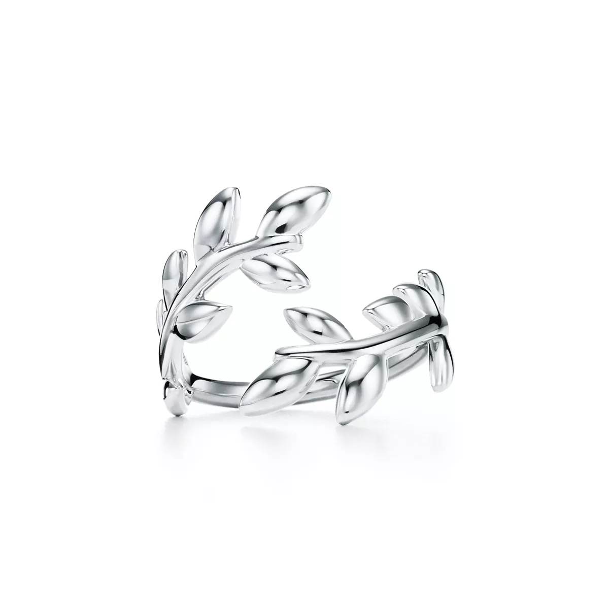 Olive Leaf Bypass Ring in Silver