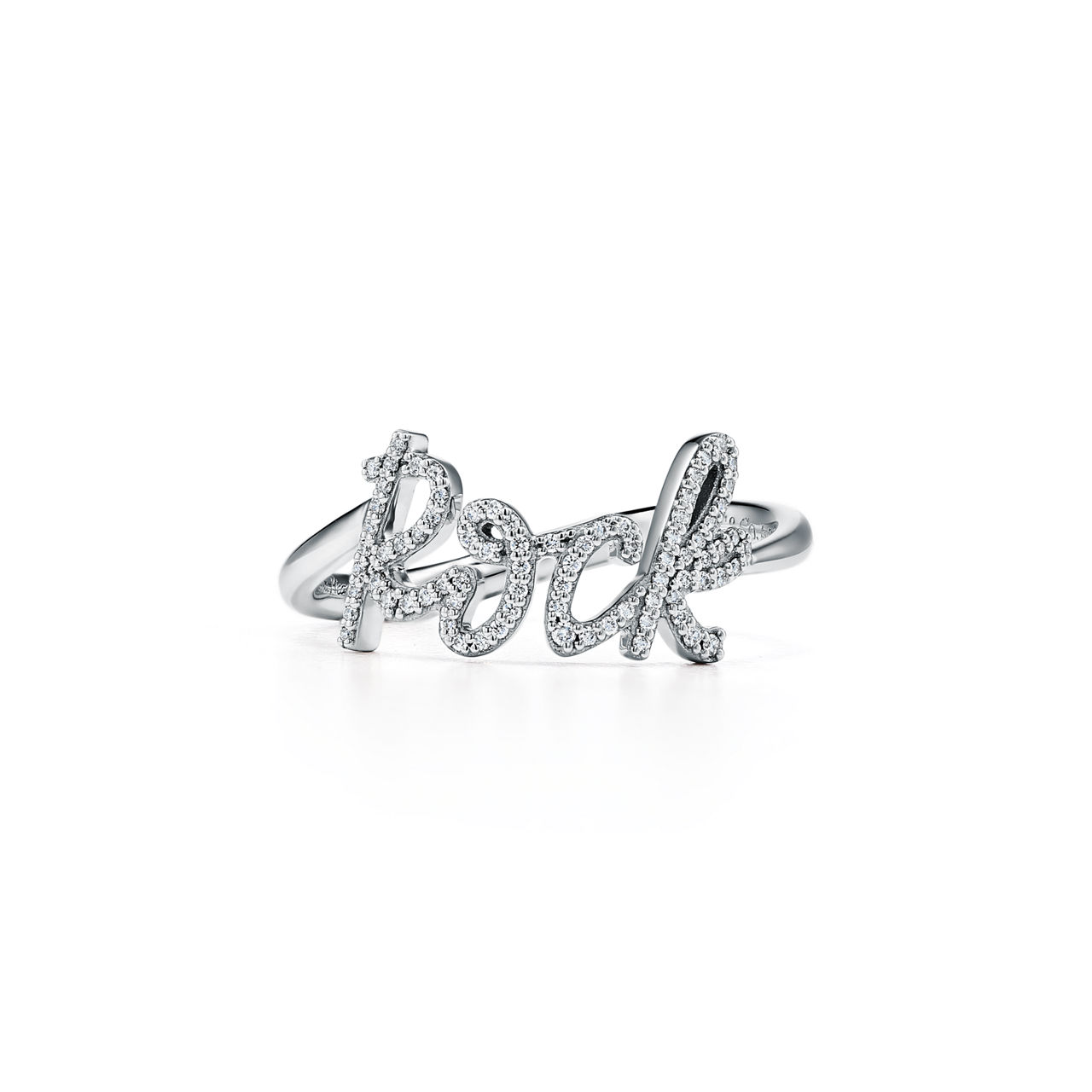 Rock Ring in White Gold with Diamonds, Mini