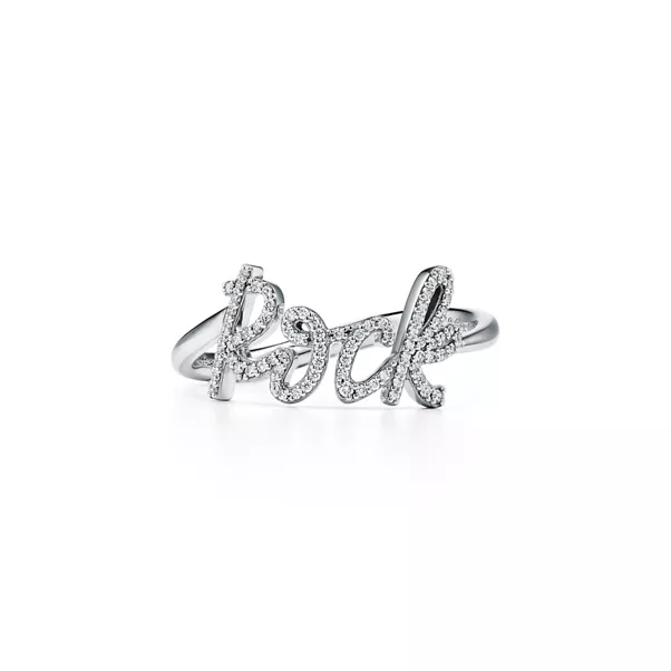 Rock Ring in White Gold with Diamonds, Mini