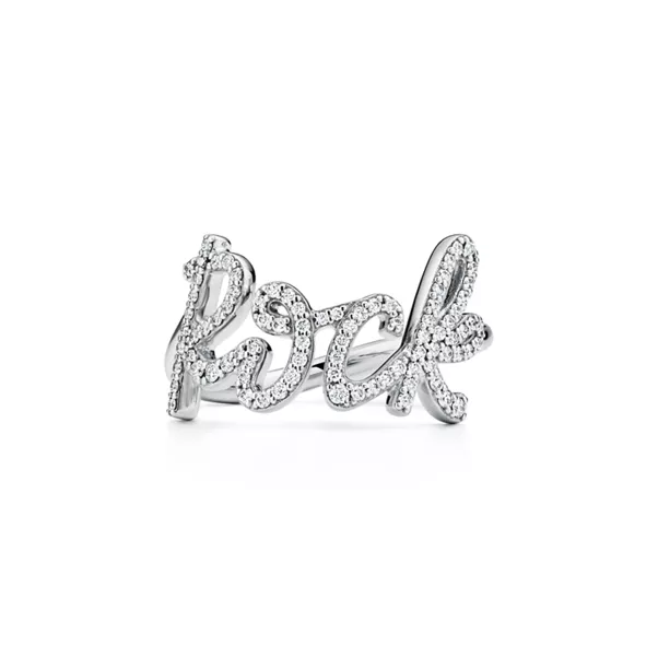 Rock Ring in Weißgold mit Diamanten, Small