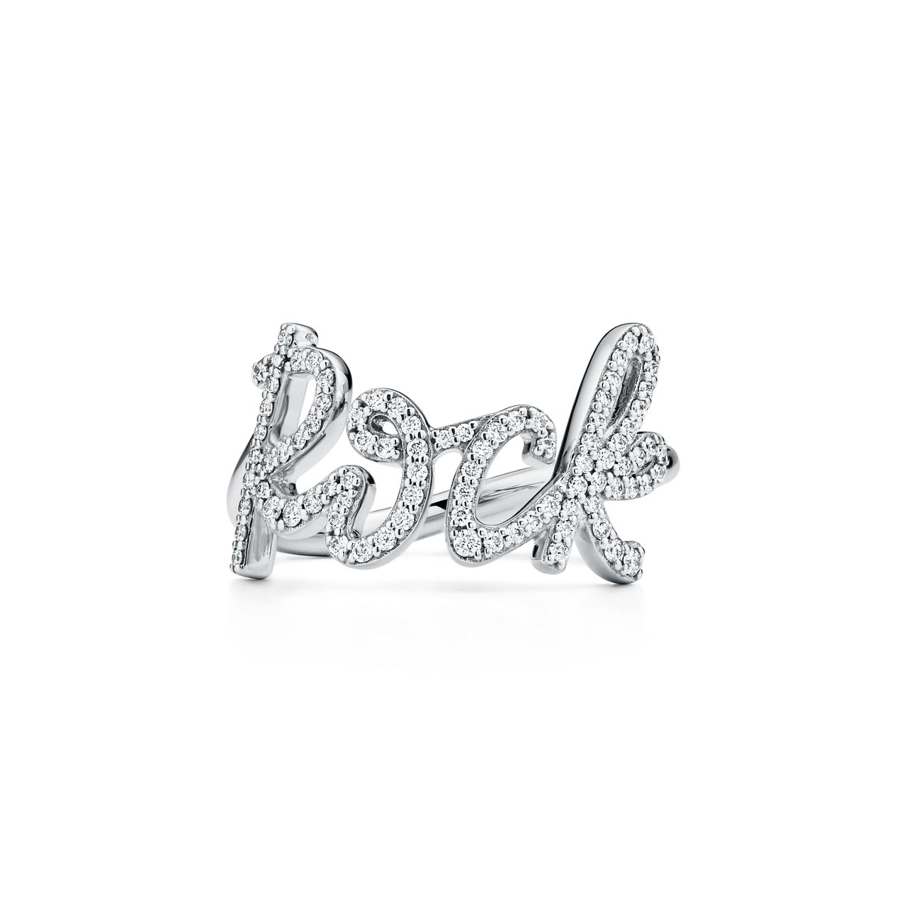 Rock Ring in White Gold with Diamonds, Small