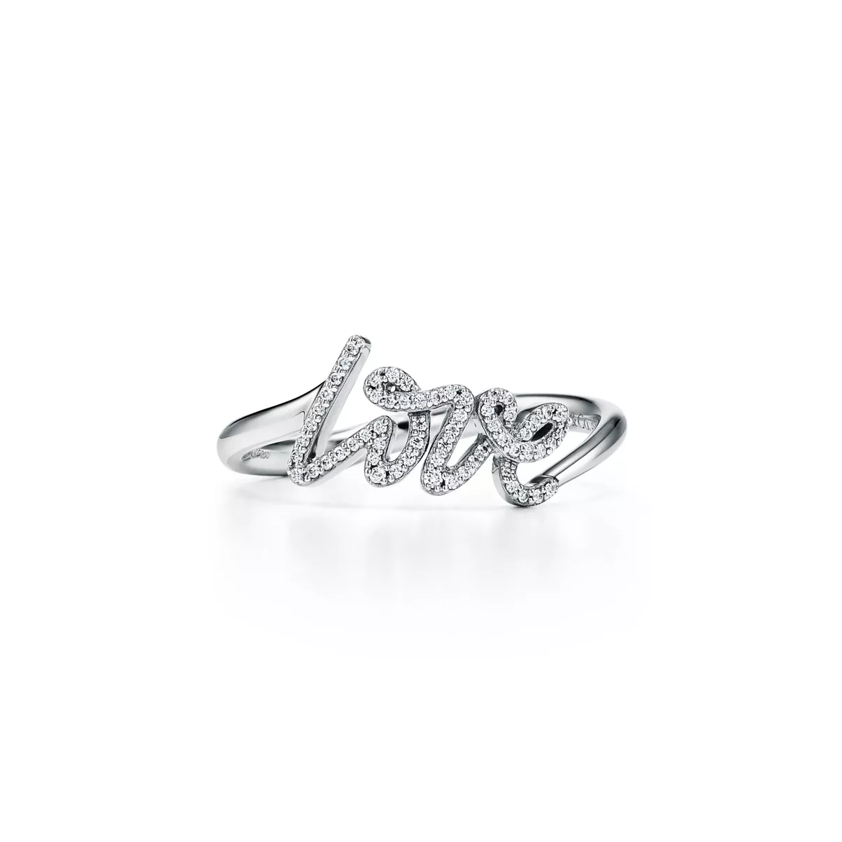 Love Ring in White Gold with Diamonds, Mini