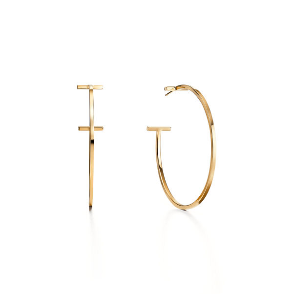 Tiffany T:Wire Hoop Earrings in Yellow Gold