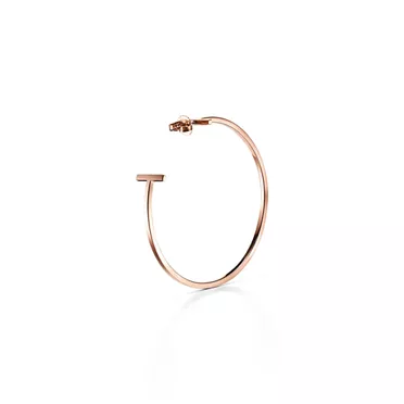 Tiffany T:Wire Hoop Earrings in Rose Gold, 3