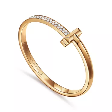 Tiffany T:T1 Wide Diamond Hinged Bangle in Yellow Gold, 3