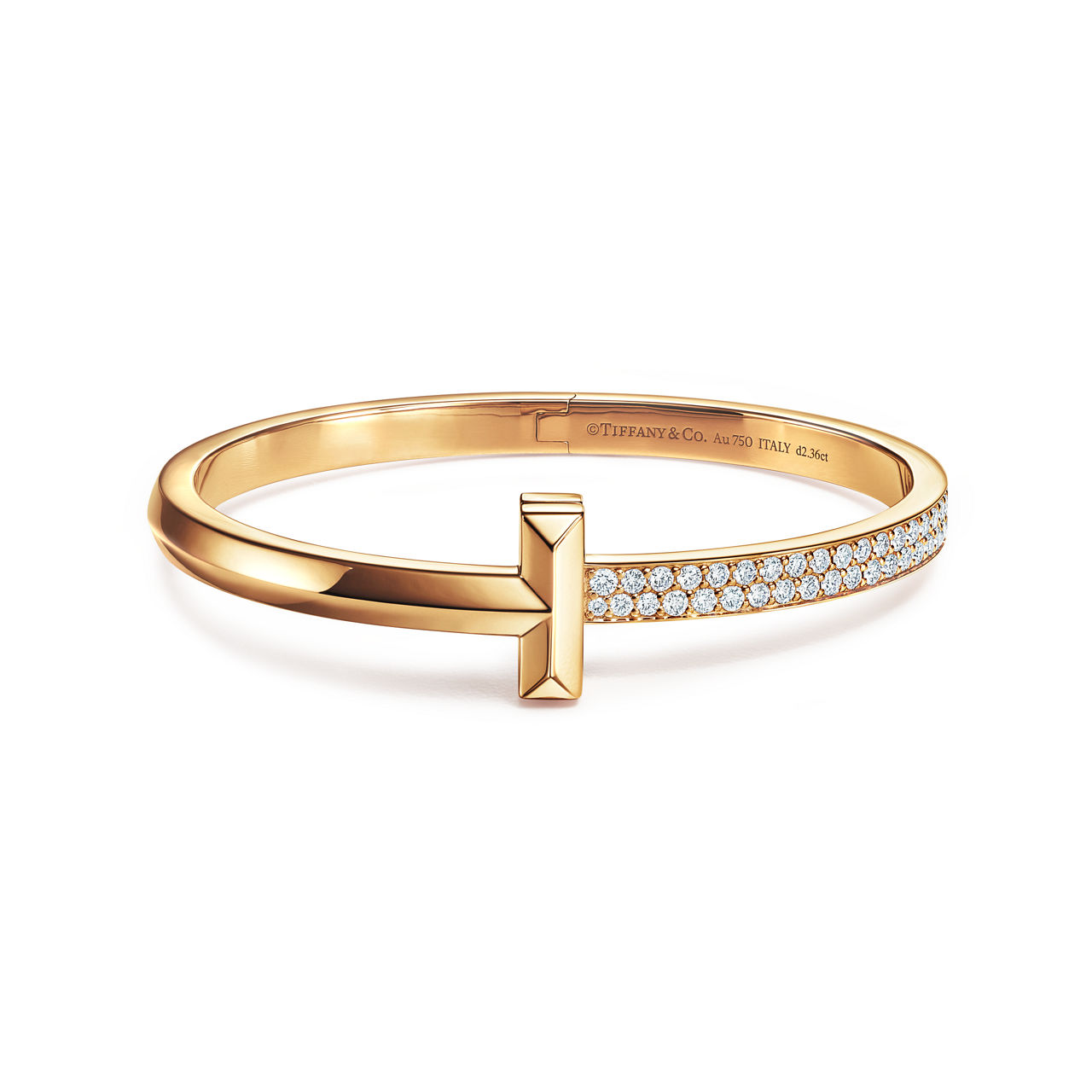 T1 Brazalete articulado ancho de diamantes de oro amarillo