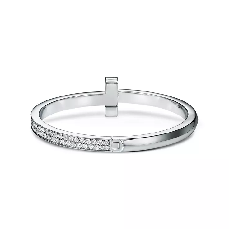 Tiffany T:T One breiter aufklappbarer Armreif mit Diamanten in Wei&szlig;gold, 5