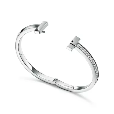 Tiffany T:T One breiter aufklappbarer Armreif mit Diamanten in Wei&szlig;gold, 7