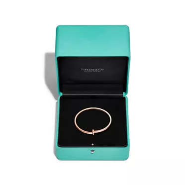 Tiffany T:T1 Narrow Hinged Bangle in Rose Gold, 7