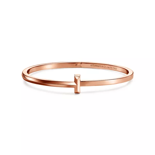 T One schmaler aufklappbarer Armreif in Roségold