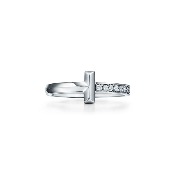 Tiffany T:T1 Ring in White Gold with Diamonds