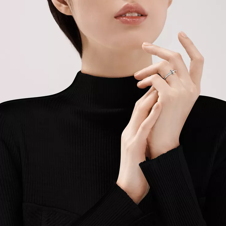 Tiffany T:T1 Ring in White Gold with Diamonds, 1