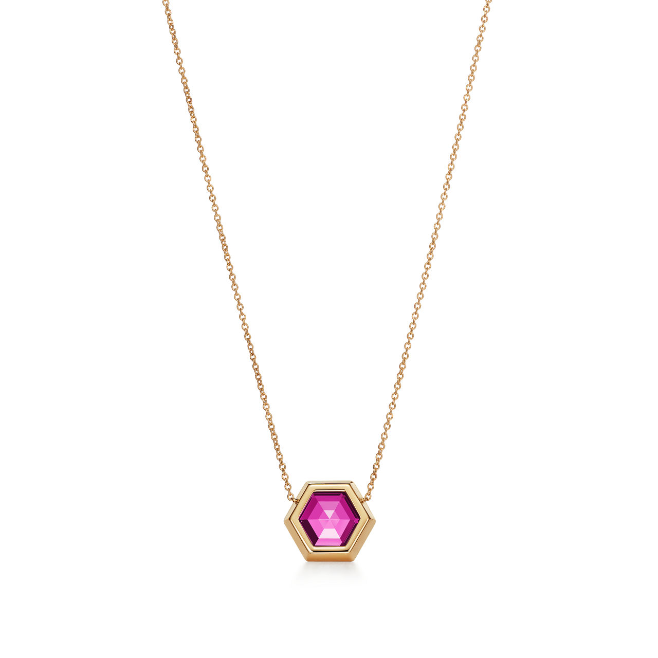 Paloma's Studio:Hexagon Pendant in 18k Gold with a Rubellite image number 2