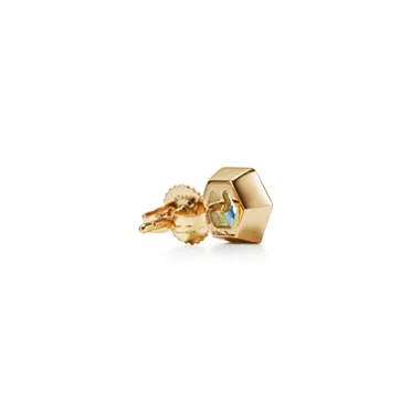 Paloma's Studio:Hexagon Earrings in 18k Gold with Blue Topazes, 3