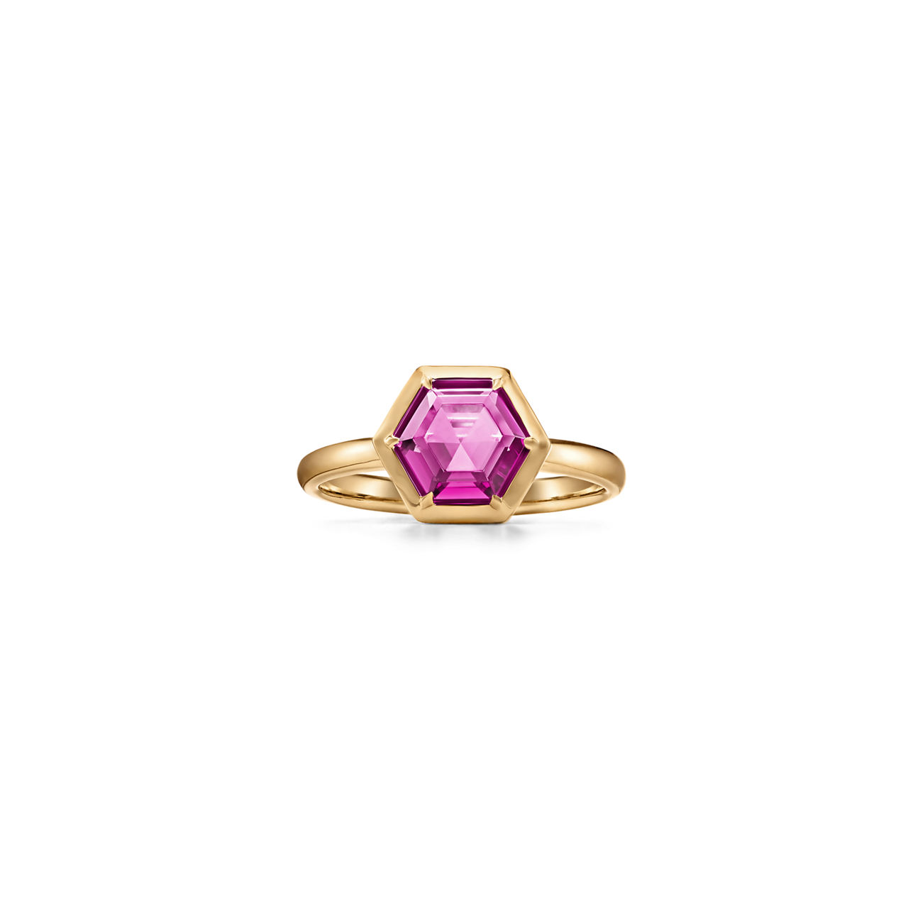 Hexagon Ring in 18k Gold with a Rubellite