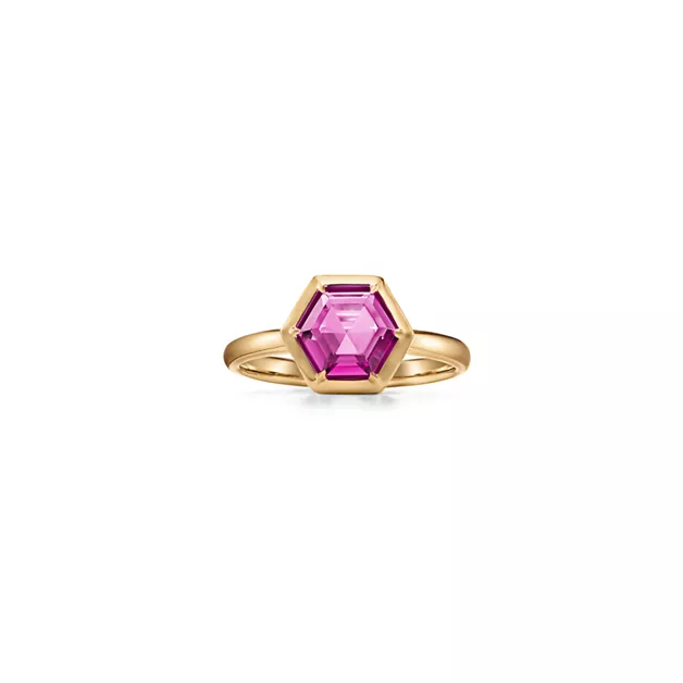 Paloma's Studio:Hexagon Ring in 18k Gold with a Rubellite image number 0