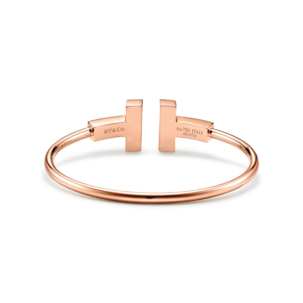 Tiffany T:Wide Diamond Wire Bracelet in Rose Gold image number 3