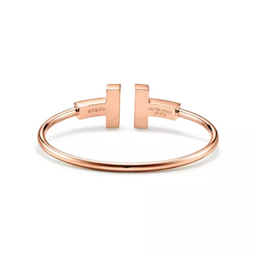 Tiffany T:Wide Diamond Wire Bracelet in Rose Gold, 3