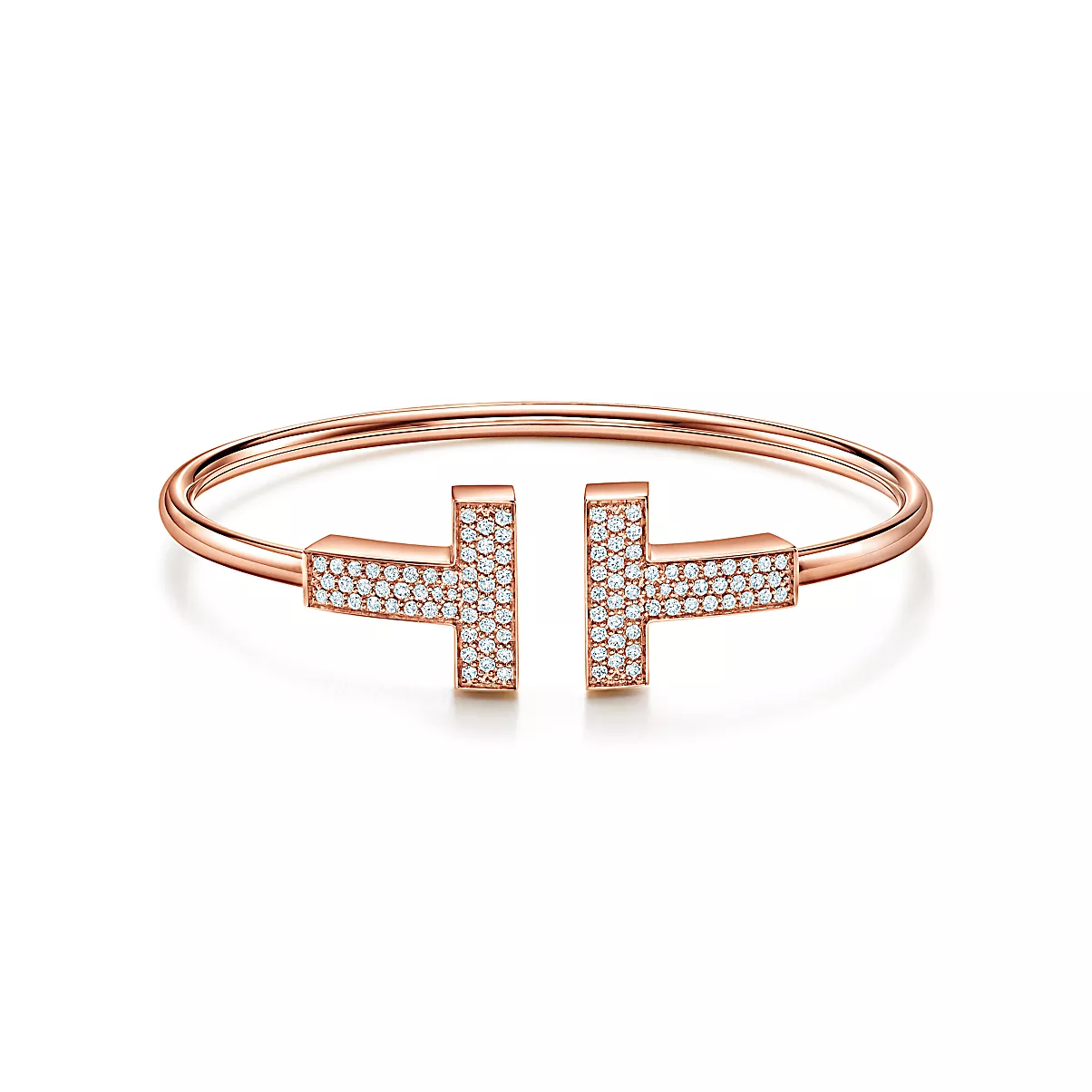 Tiffany T Bracelet 18K 로즈 골드 라운드 브릴리언트 다이아몬드 No color