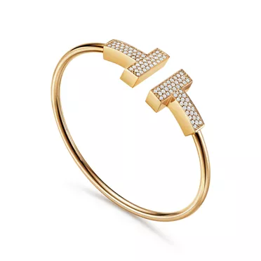 Tiffany T:Wide Diamond Wire Bracelet in Yellow Gold, 2