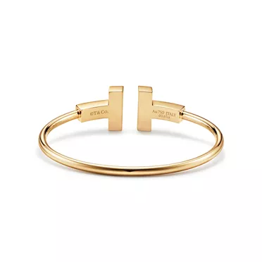 Tiffany T:Wide Diamond Wire Bracelet in Yellow Gold, 3