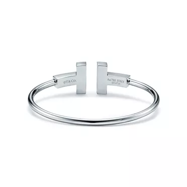 Tiffany T:Wide Diamond Wire Bracelet in White Gold, 3