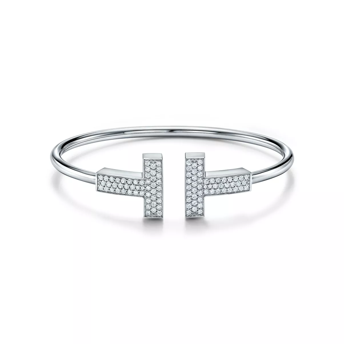 Breiter Wire Armreif mit Diamanten in Wei&szlig;gold