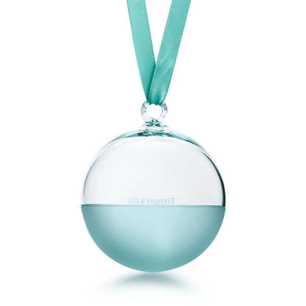 Color Block:Ball Ornament in Tiffany Blue® and Clear Crystal Glass