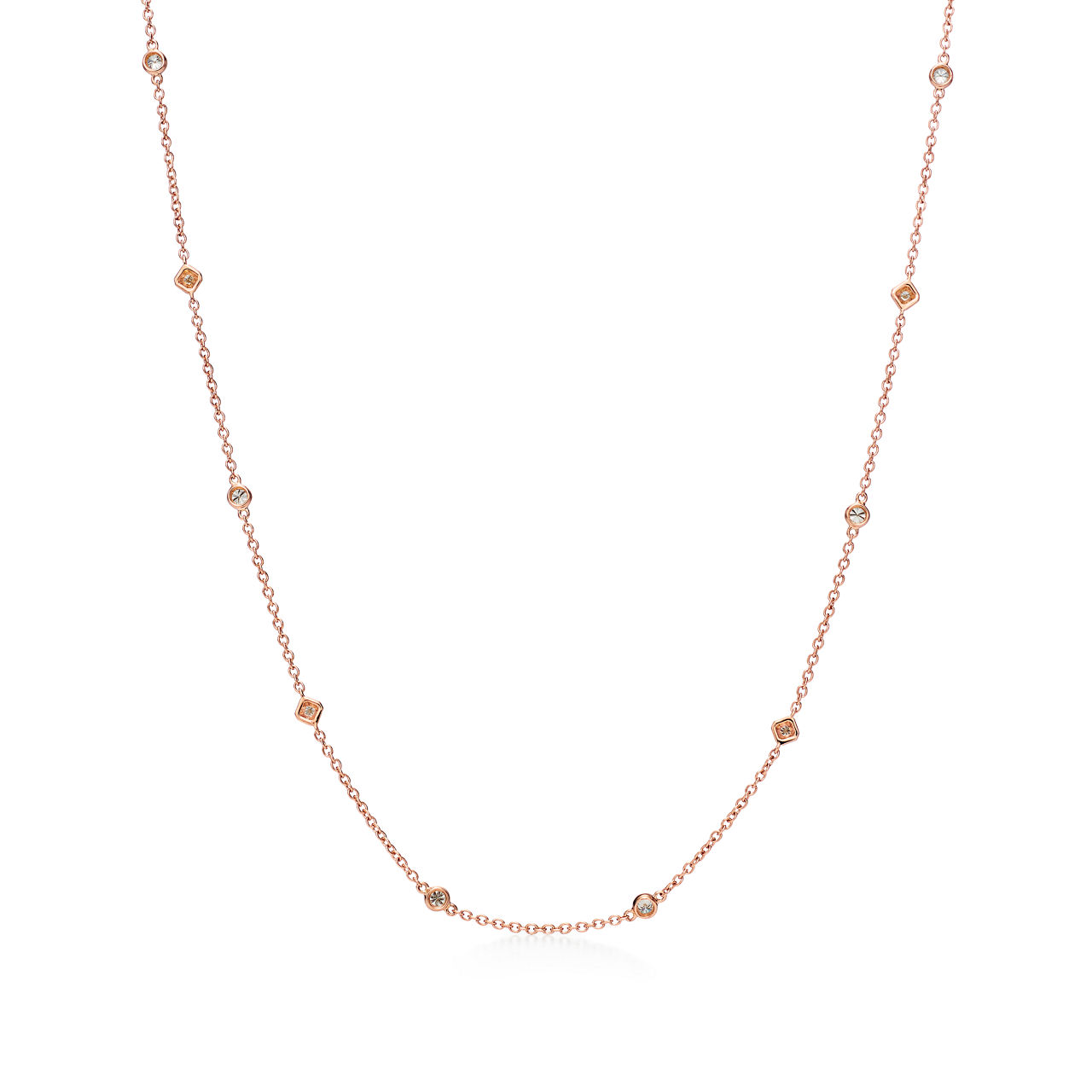 Square Chain Necklace in Rose Gold with Diamonds image number 2