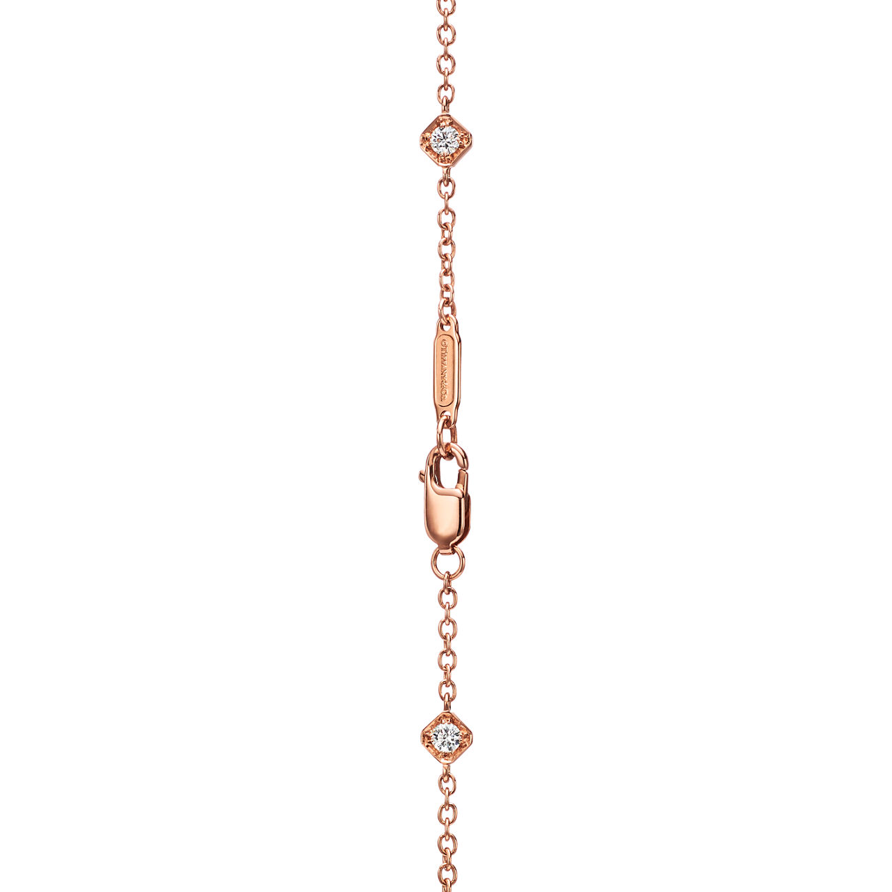 Square Chain Necklace in Rose Gold with Diamonds image number 3