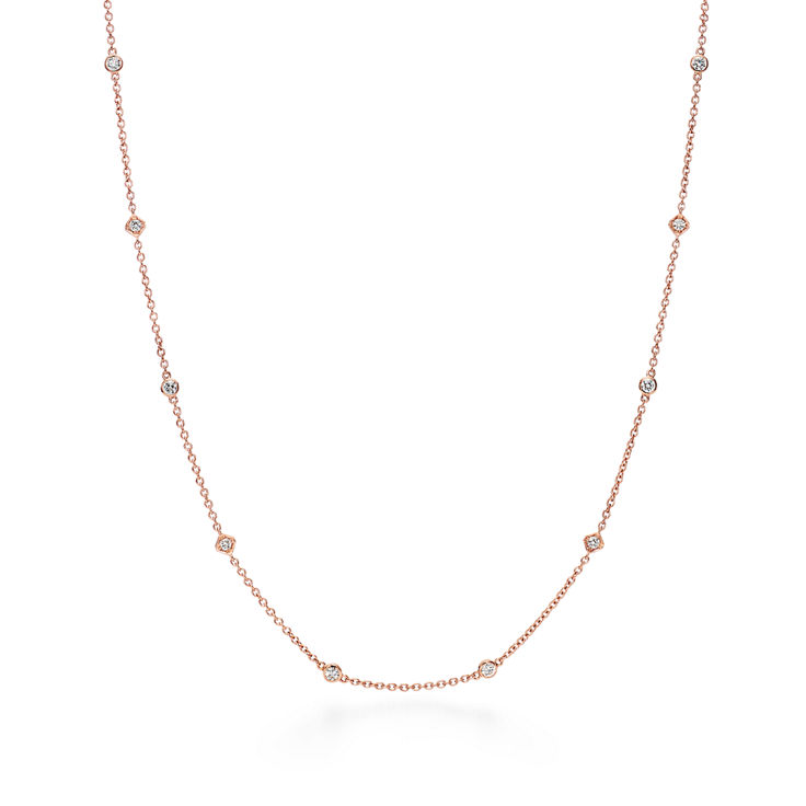 Square Chain Necklace in Rose Gold with Diamonds image number 4