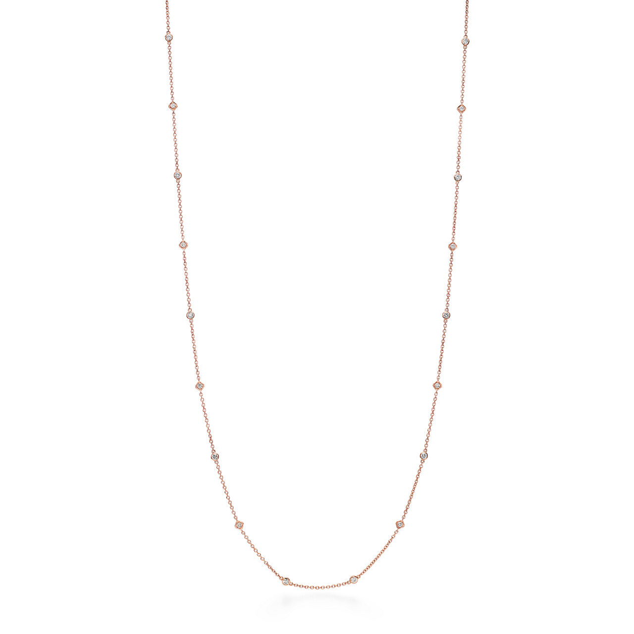 Square Chain Necklace in Rose Gold with Diamonds image number 0