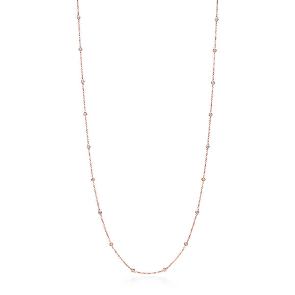 Square Chain Necklace in Rose Gold with Diamonds