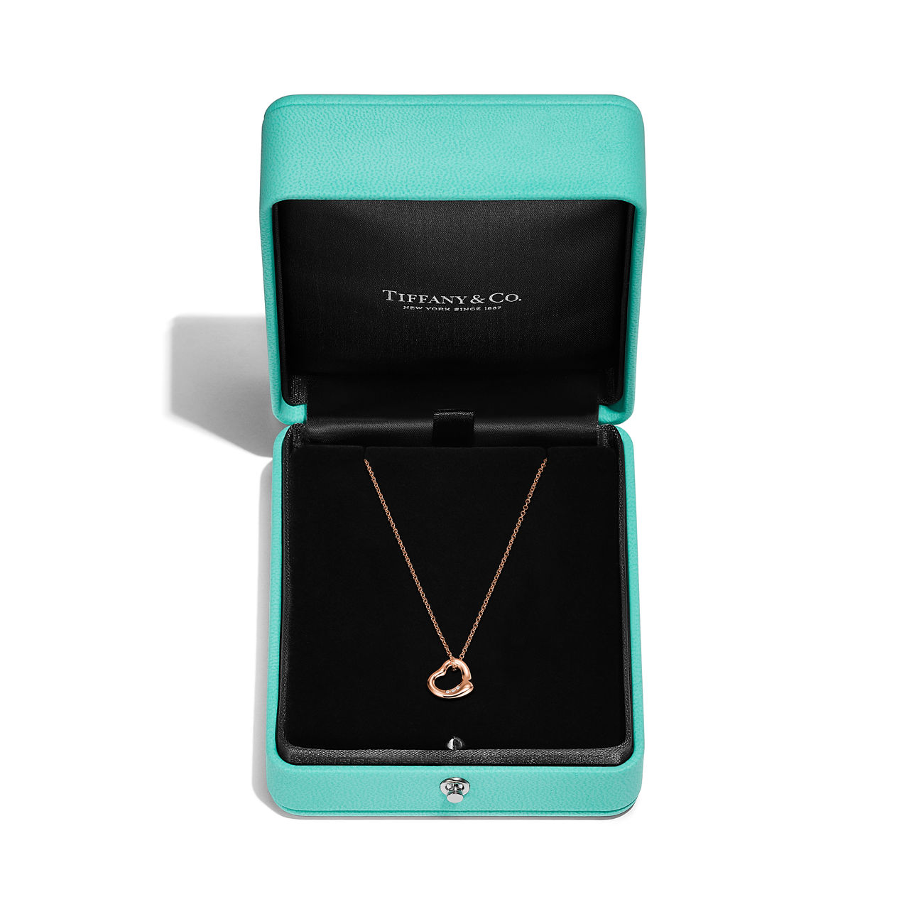 Elsa Peretti®:Open Heart Pendant in 18k Rose Gold with Diamonds