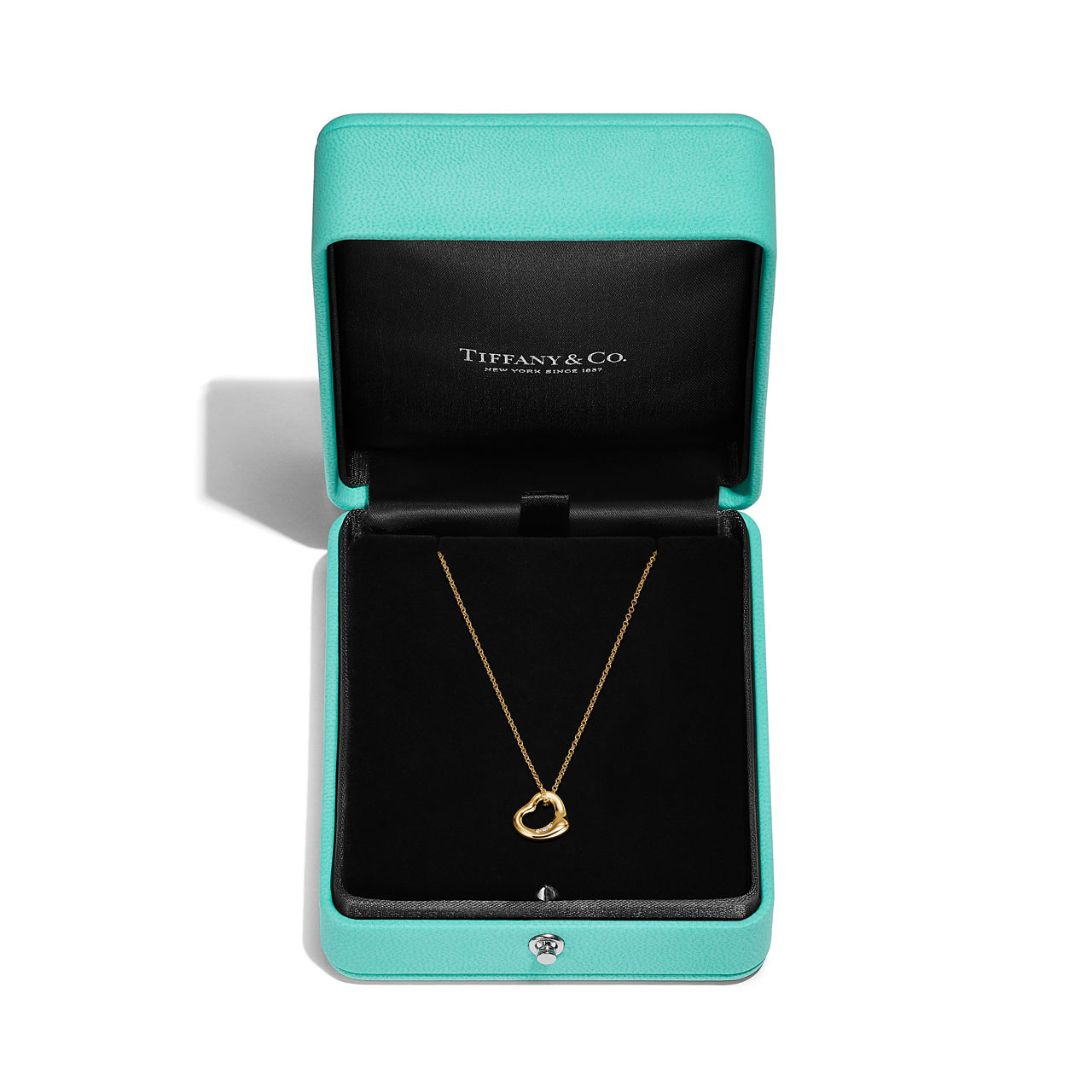 Elsa Peretti®:Open Heart Pendant in 18k Gold with Diamonds