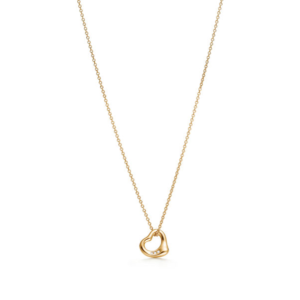 Elsa Peretti®:Open Heart Pendant in 18k Gold with Diamonds 