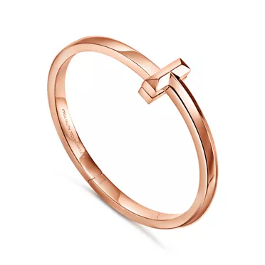 Tiffany T:T1 Wide Hinged Bangle in Rose Gold, 3