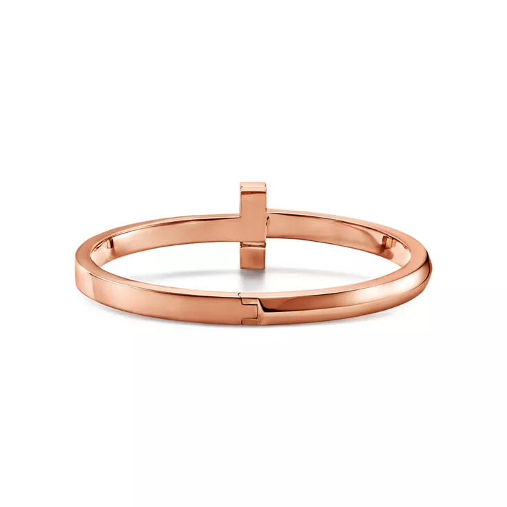 Tiffany T:T1 Wide Hinged Bangle in Rose Gold, 5