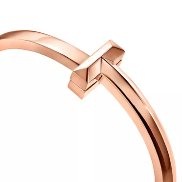 Tiffany T:T1 Wide Hinged Bangle in Rose Gold, 6