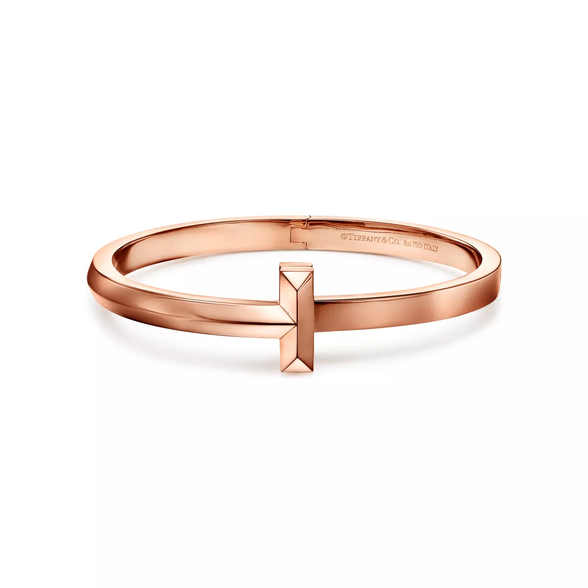 T1 Wide Hinged Bangle in Rose Gold
