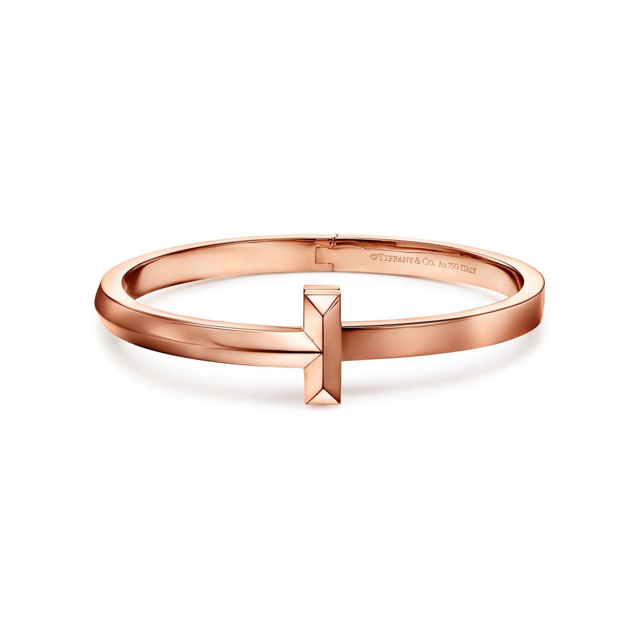 T1 Wide Hinged Bangle in Rose Gold