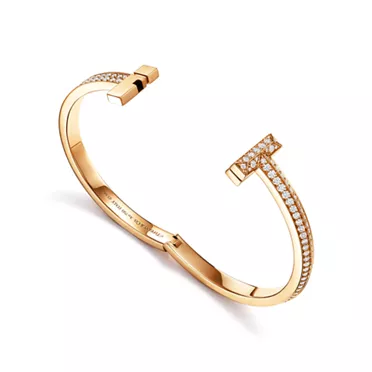 Tiffany T:T1 Wide Diamond Hinged Bangle in Yellow Gold, 3