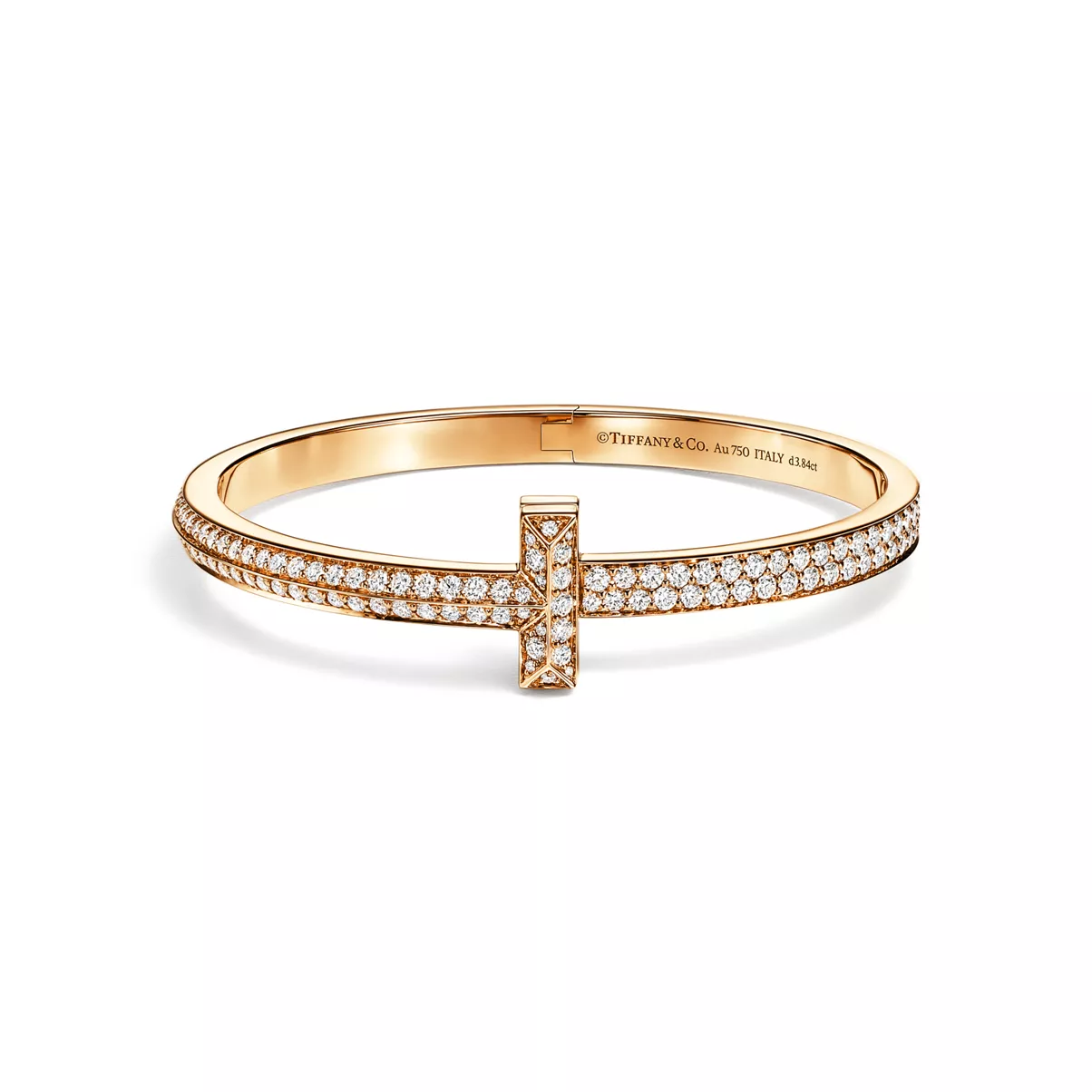 T1 Wide Diamond Hinged Bangle in Yellow Gold
