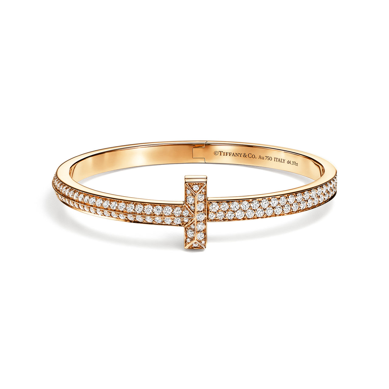 Tiffany T:T1 Wide Diamond Hinged Bangle in Yellow Gold image number 0