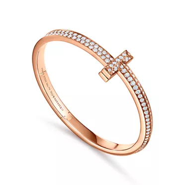 Tiffany T:T1 Brazalete articulado ancho de diamantes de oro rosa, 3