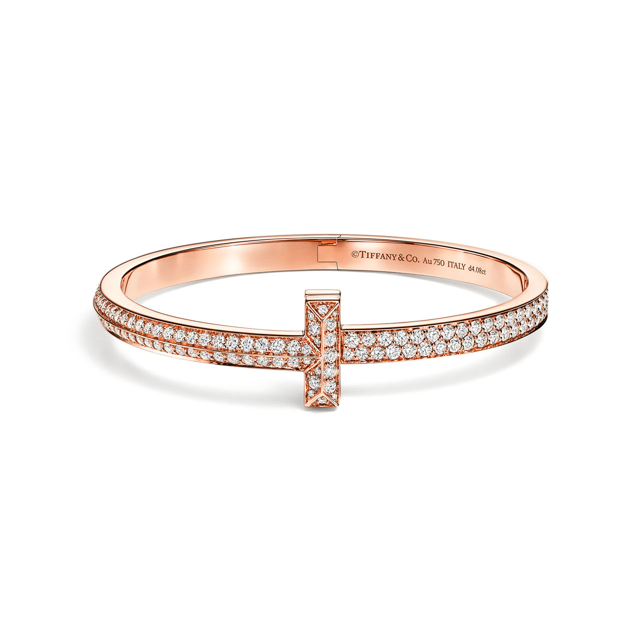 T1 Brazalete articulado ancho de diamantes de oro rosa